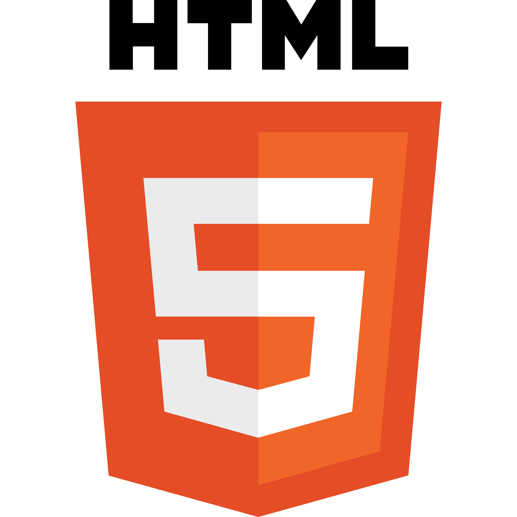 HTML5 logo featuring a stylized number 5 on an orange shield.